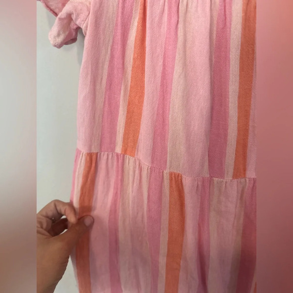 Rails Valentina Striped Gauze Square Neck Dress 100% Cotton Pink Size XS 1514 - Picture 5 of 11